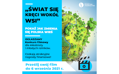 plakat konkursu „Świat się kręci wokół wsi”